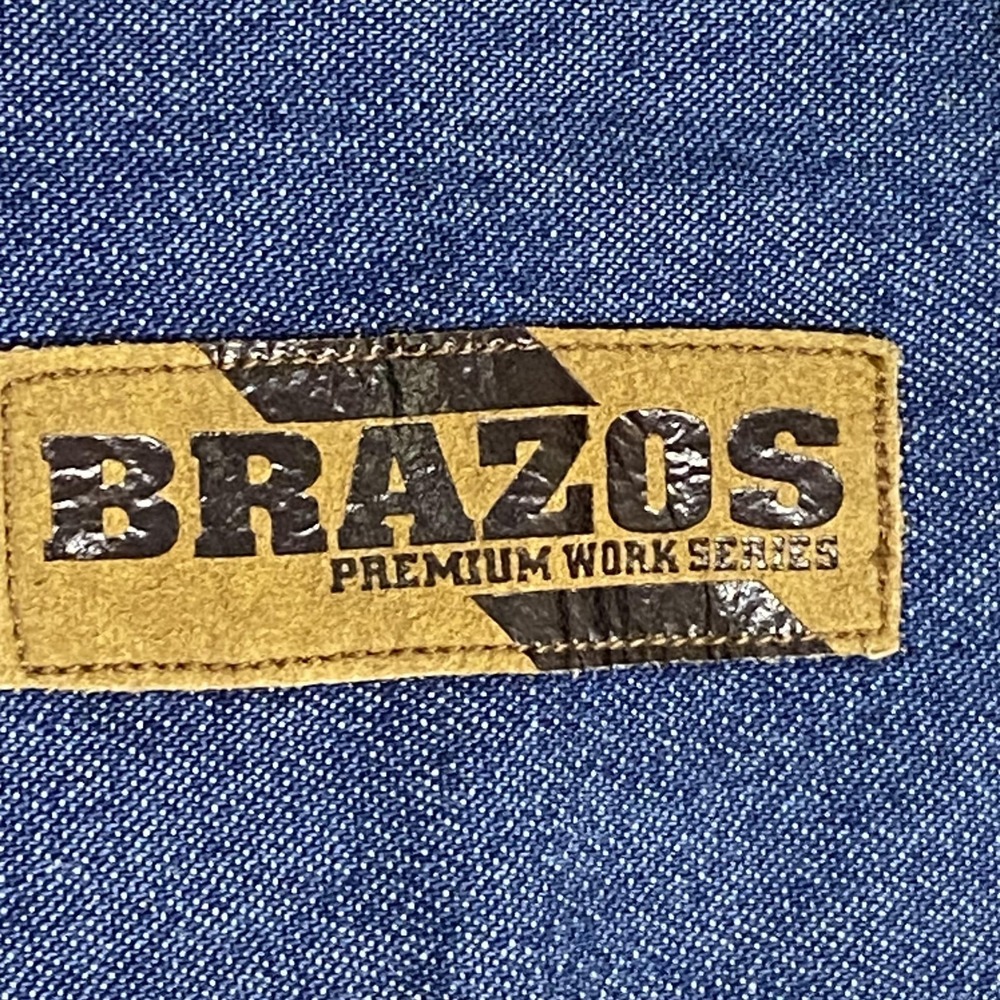 Brazos Shirt Mens Medium Blue Denim Short Sleeve Button Up Workwear Pockets - Picture 10 of 16
